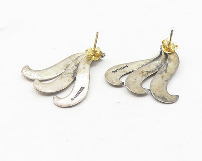 925 Sterling Silver  Vintage Shiny Smooth Swirl Design Drop Earrings  EG5977