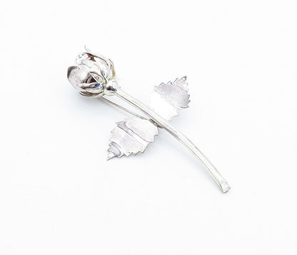 MEXICO 925 Sterling Silver  Vintage Shiny Sculpted Flower Brooch Pin  BP1166