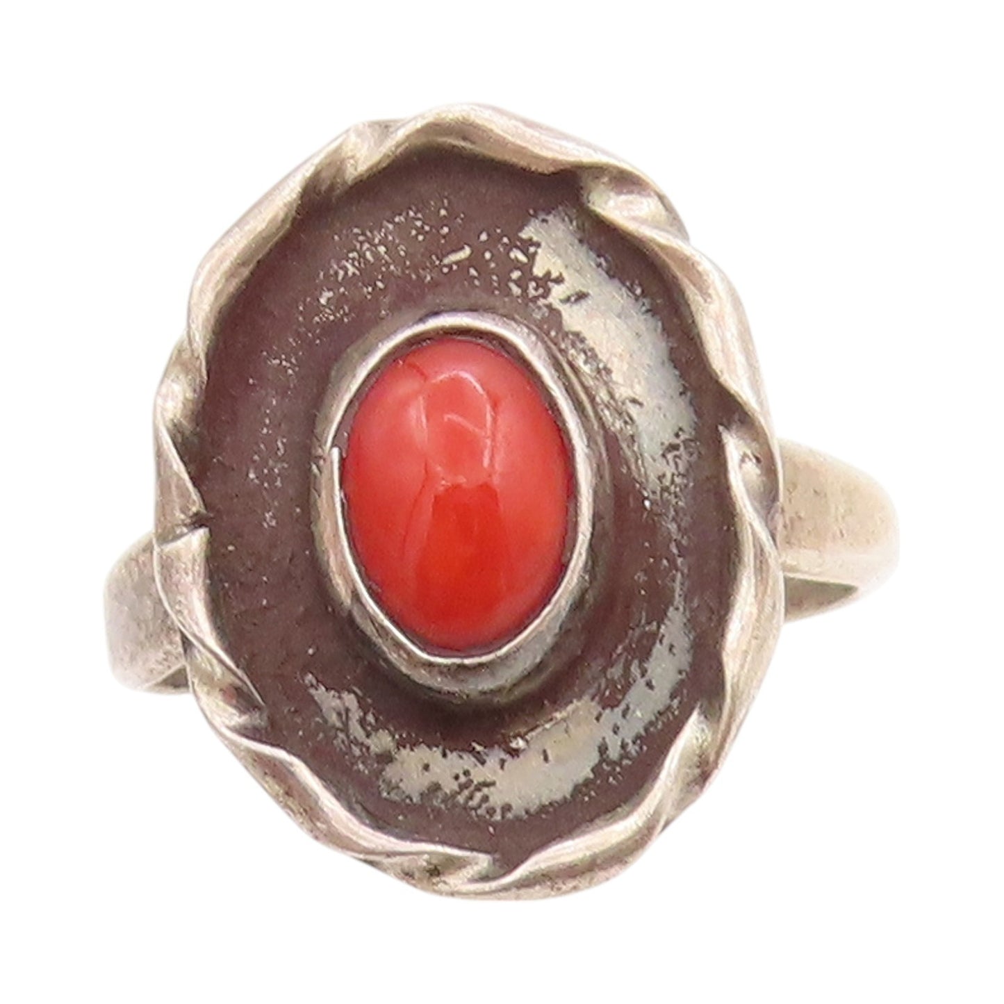 925 Sterling Silver Vintage Ring Antique Cabochon Oval Carnelian  Sz 7  RG33229