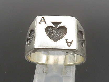 925 Sterling Silver  Vintage Ace Of Spades Poker Card Ring Sz 10  RG24242