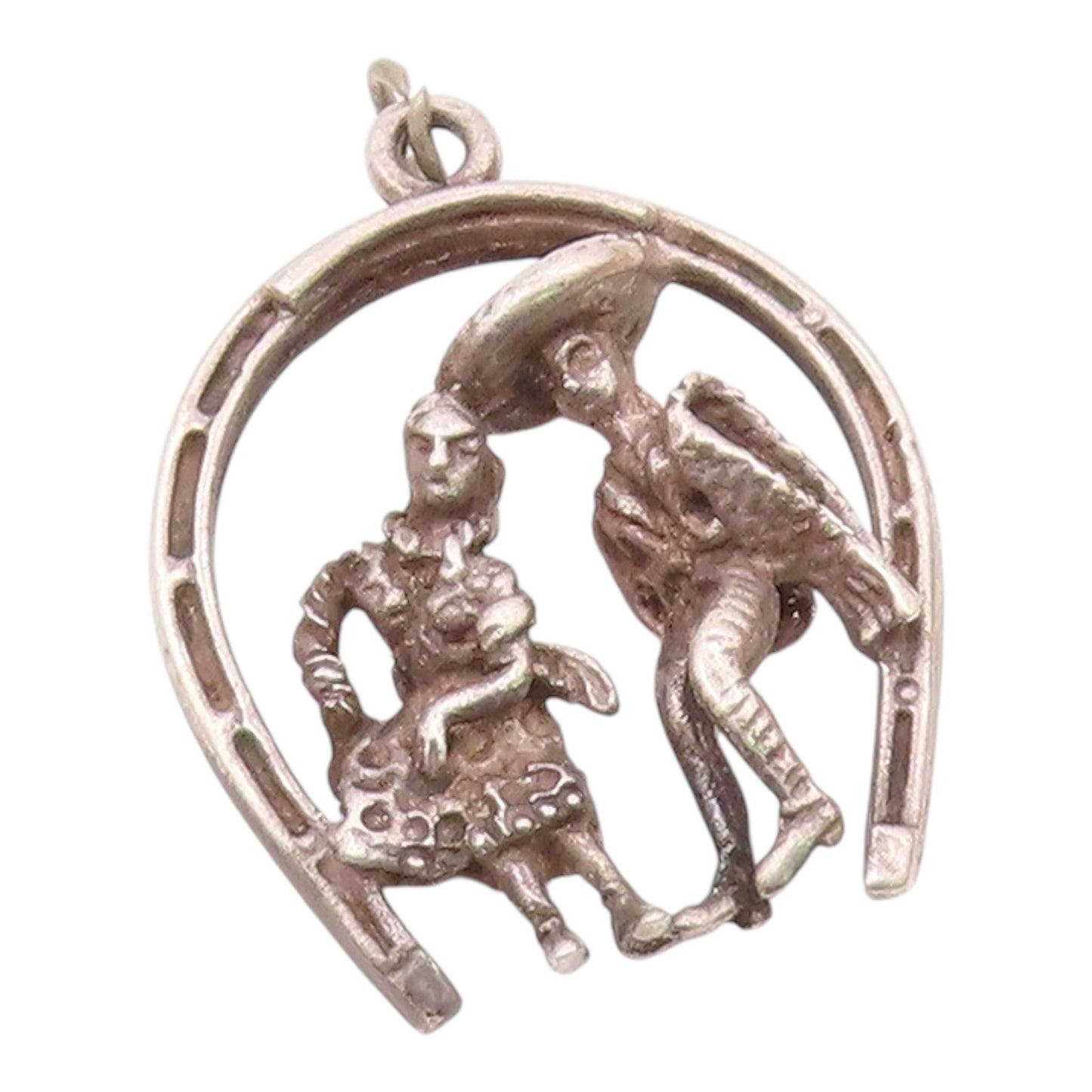 925 Sterling Silver  Vintage Dark Tone Dancing Couple Motif Pendant  PT15637