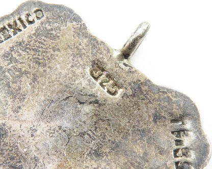 MEXICO 925 Silver  Vintage Dark Tone Love Heart Swirl Border Pendant  PT15455
