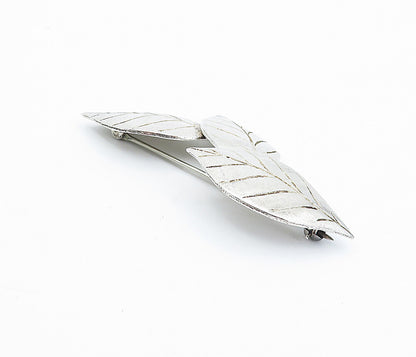 925 Sterling Silver  Vintage Antique Etched Floral Leaves Brooch Pin  BP1287