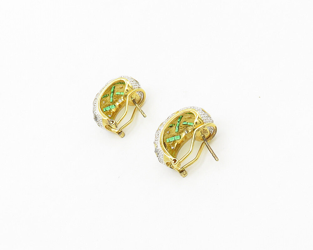 925 Sterling Silver   Shiny Green & White Topaz 2 Tone Drop Earrings  EG8935