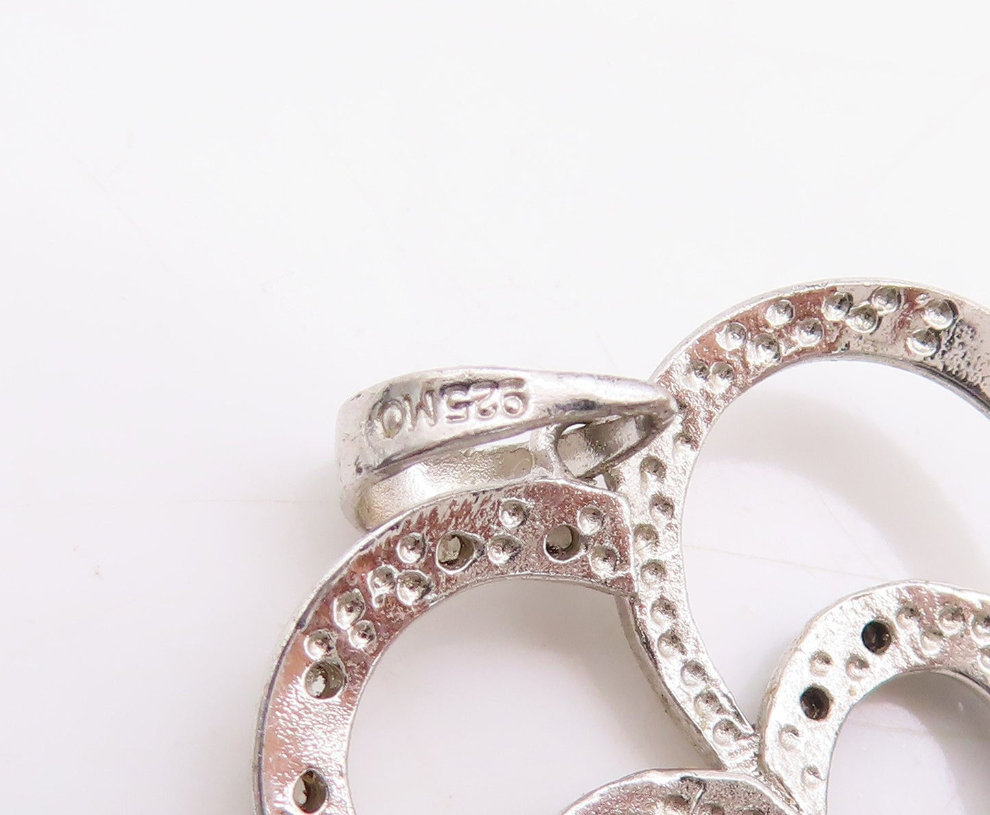 925 Sterling Silver Vintage Pendant Genuine Diamonds Love Heart Charm  PT25039