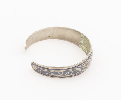 EAST EUROPE 925 Silver Vintage Antique Enameled Swirly Design Bracelet BT10007