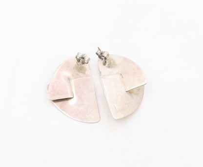 925 Sterling Silver Vintage Earrings GFMW Round Moonstone Abstract Stud  EG13892