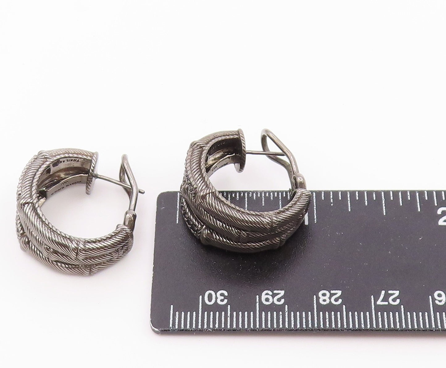 925 Sterling Silver Vintage Earrings JUDITH RIPKA Spinel Twisted Cable  EG14508