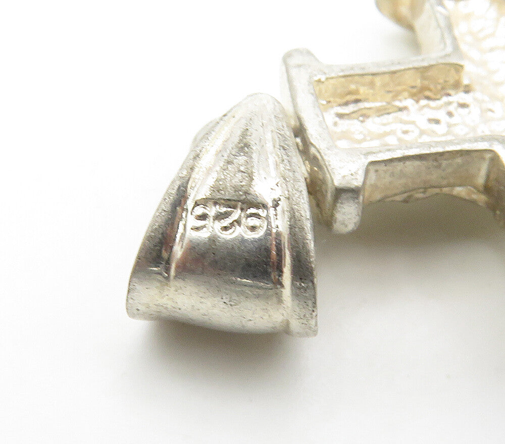 925 Sterling Silver  Vintage Shiny Petite Religious Cross Pendant  PT12089