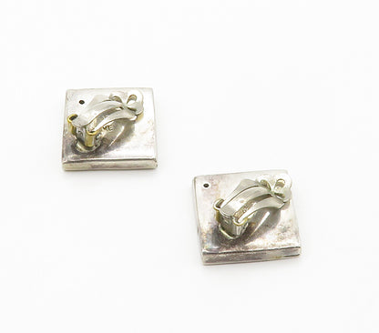 MEXICO 925 Silver  Vintage Minimalist Square Non Pierce Drop Earrings  EG7648