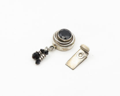 925 Sterling Silver Vintage Faceted Black Hematite Necklace Clasp  TR2593
