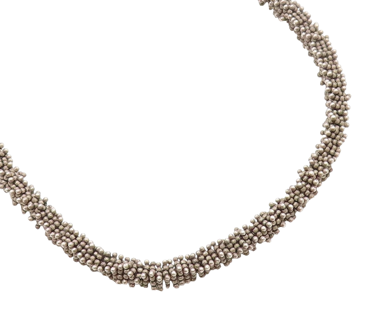 925 Sterling Silver Vintage Necklace Dark Tone Twisted Beaded Choker  NE4615