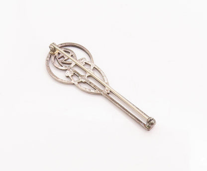 925 Sterling Silver Vintage Brooch Pin EUROPE Designer Cutout Carved  BP10804