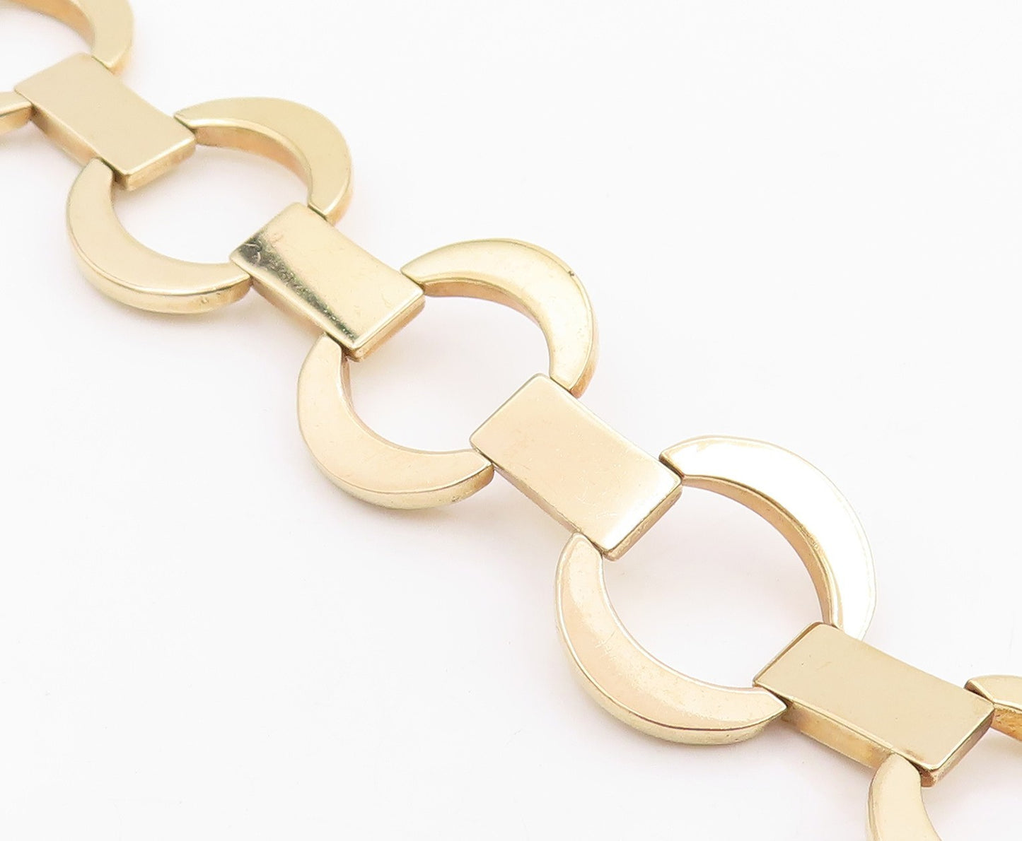 925 Sterling Silver Vintage Bracelet Gold Plated MILOR Geometric Link  BT11964