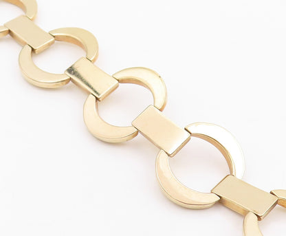 925 Sterling Silver Vintage Bracelet Gold Plated MILOR Geometric Link  BT11964