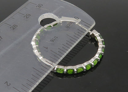 925 Sterling Silver  Vintage Prong Set Peridot Shiny Hoop Earrings  EG10929