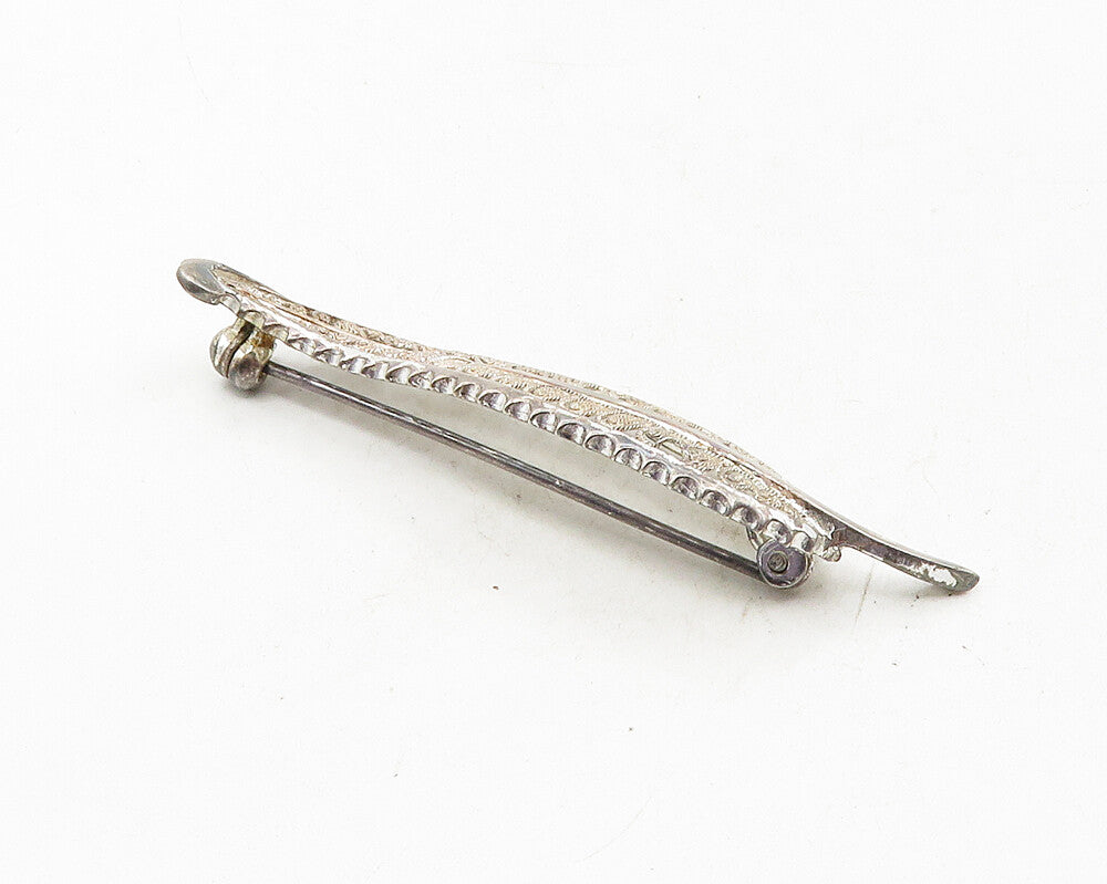 GERMANY 925 Sterling Silver  Vintage Filigree Feather Leaf Brooch Pin  BP4087