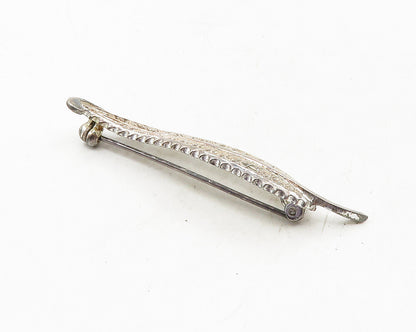 GERMANY 925 Sterling Silver  Vintage Filigree Feather Leaf Brooch Pin  BP4087