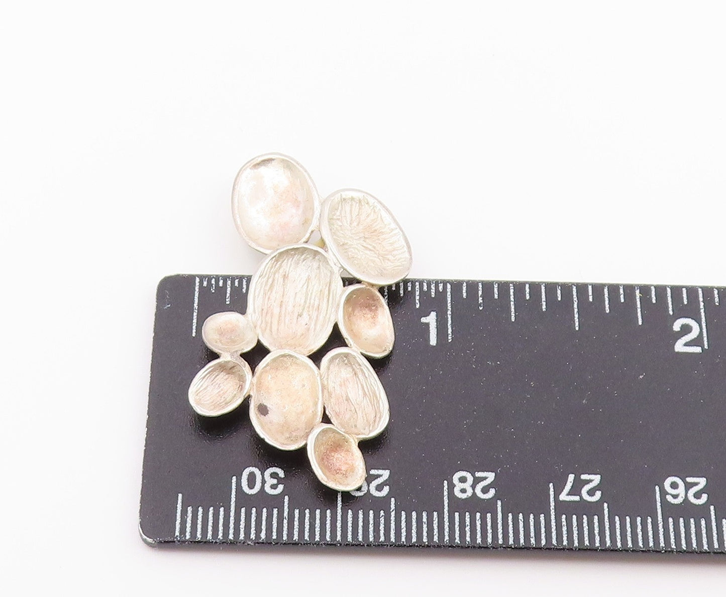 925 Sterling Silver Vintage Pendant Modernist Textured Pebble Matrix  PT26443