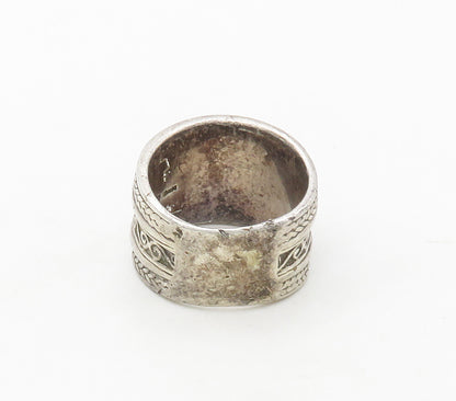 925 Sterling Silver  Vintage Swirl Wheat Layered Band Ring Sz 7  RG16722