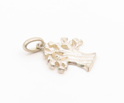 925 Sterling Silver  Vintage Shiny Tree Motif Drop Pendant  PT19386
