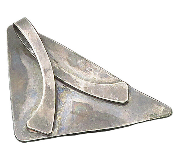 925 Sterling Silver  Vintage Oxidized Modernist Design Brooch Pin  BP8525