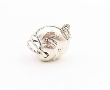 925 Sterling Silver Vintage Pendant 3D Foot Ball Helmet Design Charm  PT24813