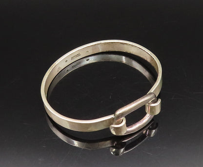 FABRICE 925 Silver  Vintage Hooked Open Rectangle Bangle Bracelet  BT9727
