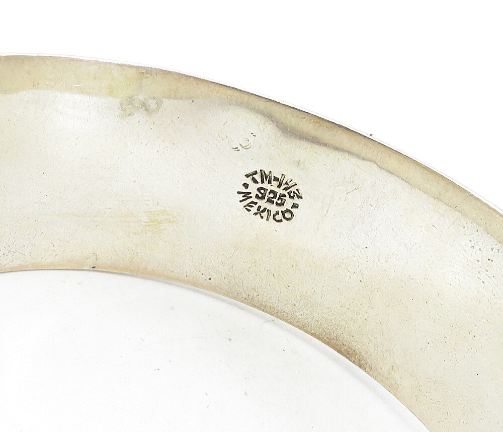 MEXICO 925 Sterling Silver Vintage Cutout Pattern Bangle Bracelet BT4000