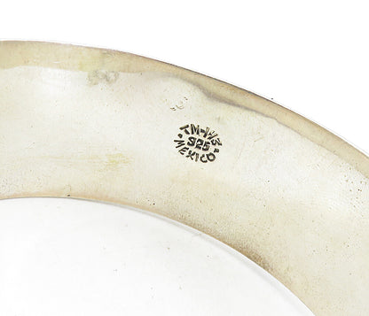 MEXICO 925 Sterling Silver Vintage Cutout Pattern Bangle Bracelet BT4000
