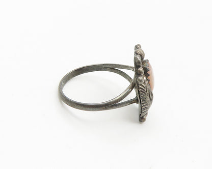 NAVAJO 925 Sterling Silver Vintage Mother Of Pearl Floral Ring Sz 7.5  RG18243