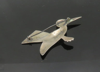 925 Sterling Silver  Vintage Antique Hummingbird Motif Brooch Pin  BP8352