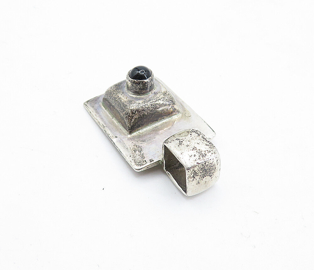 SILPADA 925 Silver  Vintage Petite Black Onyx Square Dome Pendant  PT4019