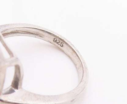 925 Sterling Silver Vintage Ring Rectangle 2 Tone Topaz  Sz 6.5  RG29345