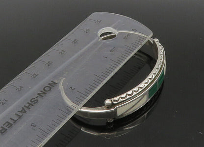 ZUNI NAVAJO 925 Sterling Silver Vintage Malachite & Agate Cuff Bracelet BT8943