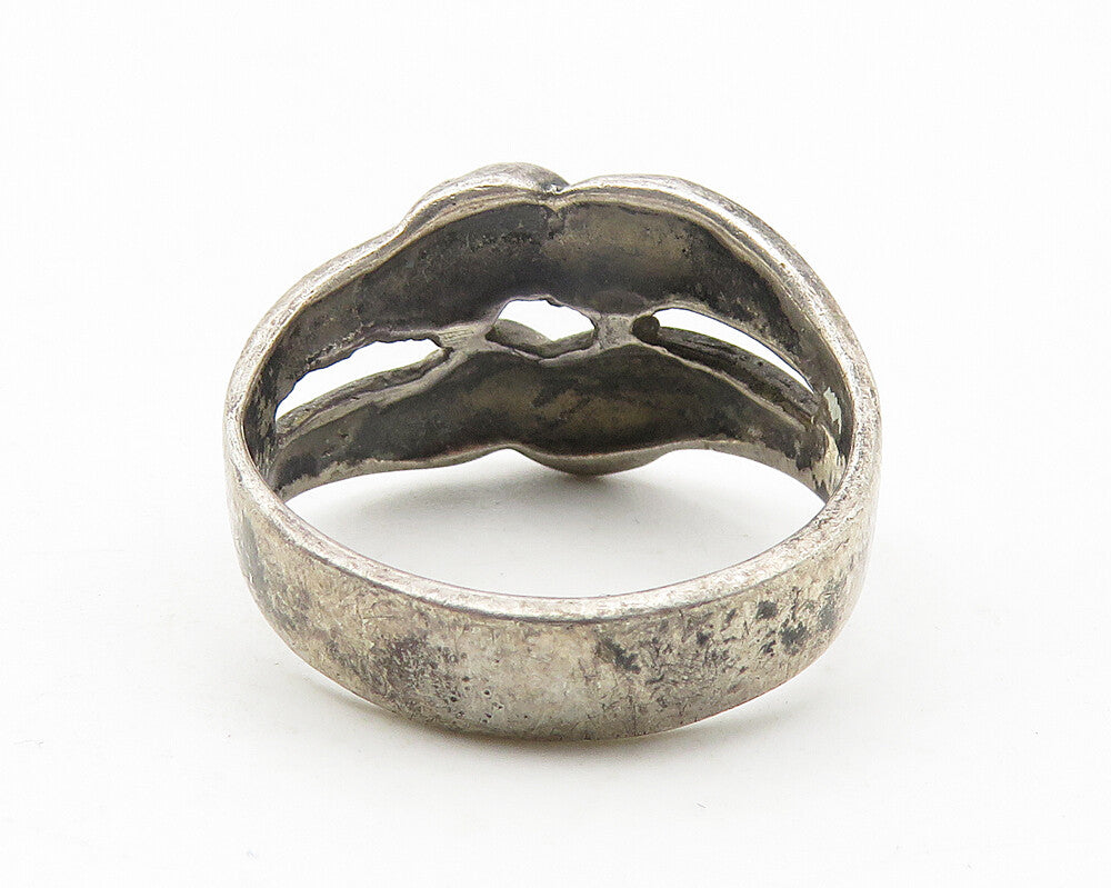 925 Sterling Silver  Vintage Dark Tone Tied Knot Split Band Ring Sz 7  RG11536
