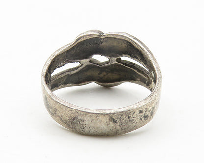 925 Sterling Silver  Vintage Dark Tone Tied Knot Split Band Ring Sz 7  RG11536