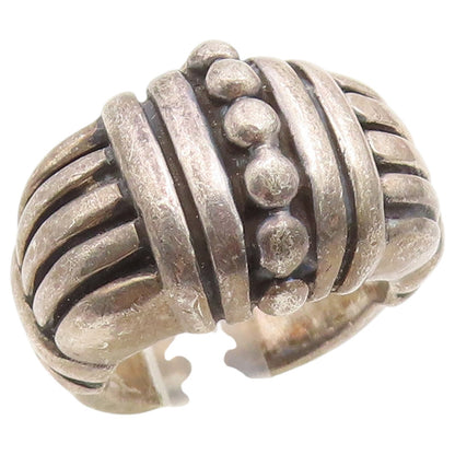925 Sterling Silver Vintage Ring Beaded Dome Statement Band  Sz 6.5  RG36903