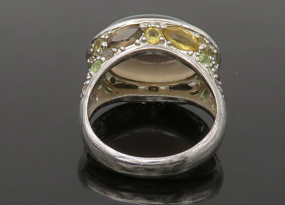 DAVID SIGAL 925 Silver  Vintage Smoky Topaz Dome Cocktail Ring Sz 8  RG22484