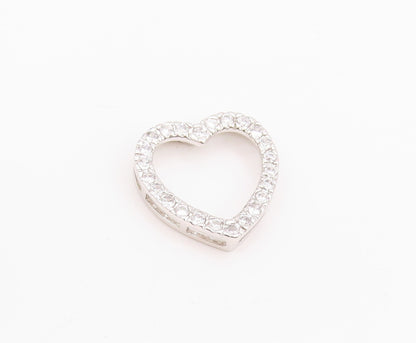 925 Sterling Silver Vintage Pendant Round CZ Cutout Love Heart  PT24693