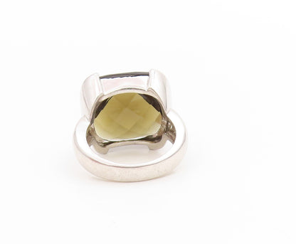 925 Sterling Silver Vintage Ring Faceted Smoky Quartz Solitaire  Sz 6  RG33980