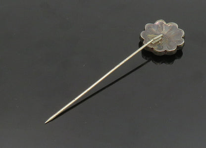 ZUNI NAVAJO 925 Silver Vintage Mother Of Pearl & Multi Stone Lapel Pin TR2735