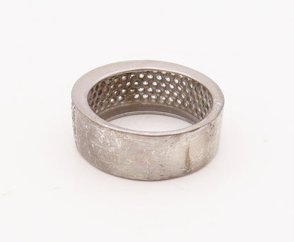925 Sterling Silver Vintage Ring Solid Topaz Inlay Band  Sz 7  RG29884