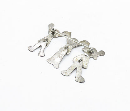 EFS MEXICO 925 Silver  Vintage Happy Children Holding Hands Brooch Pin  BP2111