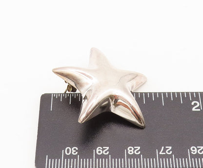TIFFANY MEXICO 14k GOLD 925 Silver  Vintage Solid Cut Star Earrings  EG12730