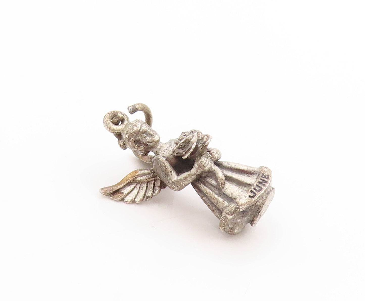 925 Sterling Silver Vintage Pendant Lucky Guardian Angel Of June Charm  PT25025
