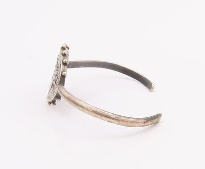 925 Sterling Silver Vintage Bracelet Antique Floral Carved Horseshoe  BT10464