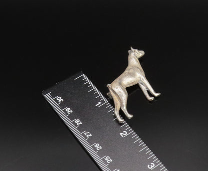 925 Sterling Silver  Vintage Carved Etched Dog Motif Brooch Pin  BP9837