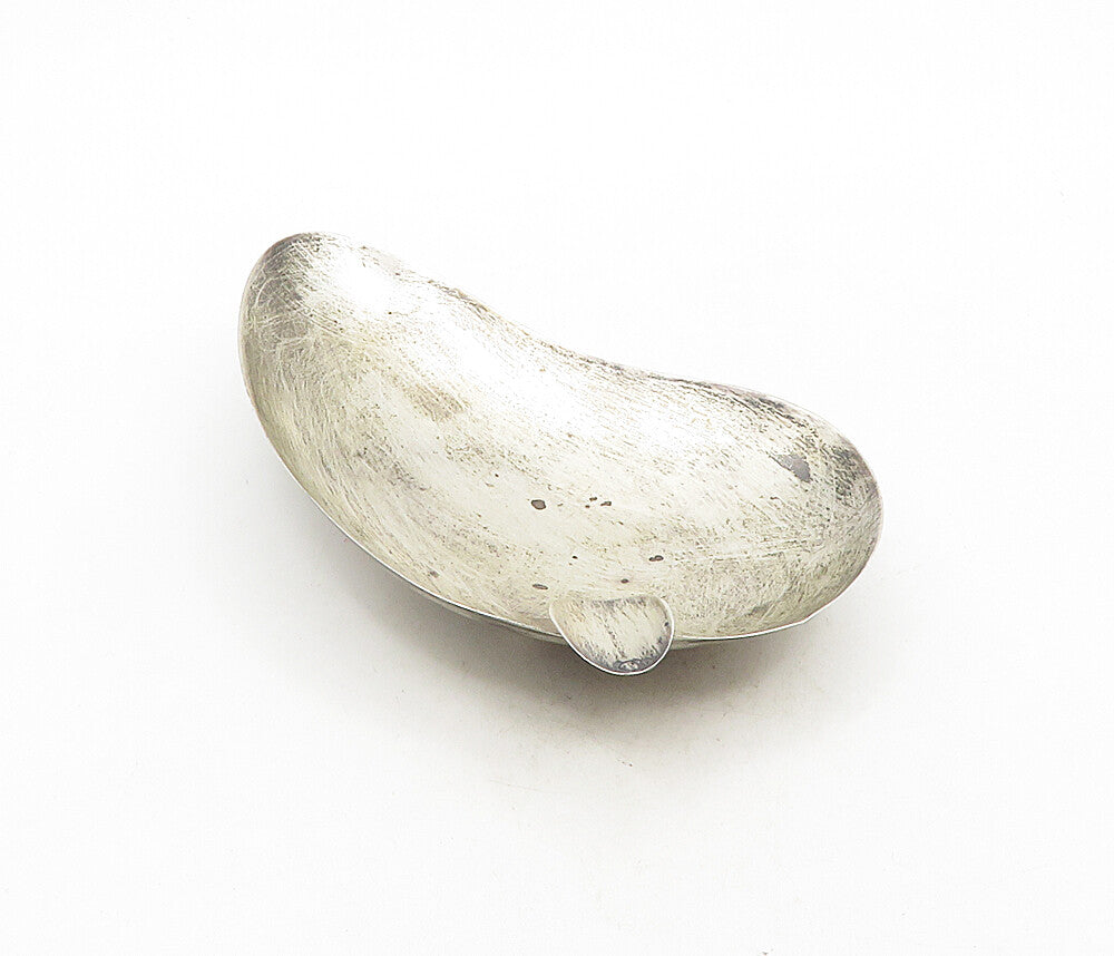 MEXICO 925 Sterling Silver  Vintage Dark Tone Pear Shaped Ash Tray  TR1565