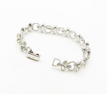 VAN DELL 925 Sterling Silver  Vintage Marquise Topaz Chain Bracelet  BT6595